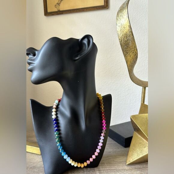 Rainbow beaded necklace A819 - Picture 3 of 4
